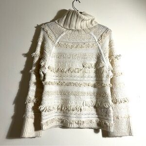 Club Monaco wool mix multi texture turtleneck bulky sweater size XS S1